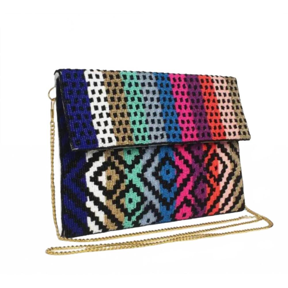 NEW MARIA VICTORIA marshmallow beaded clutch in multi